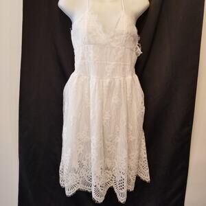 White Mini Dress Lace Spaghetti Strap Backless Sexy Summer Size XL